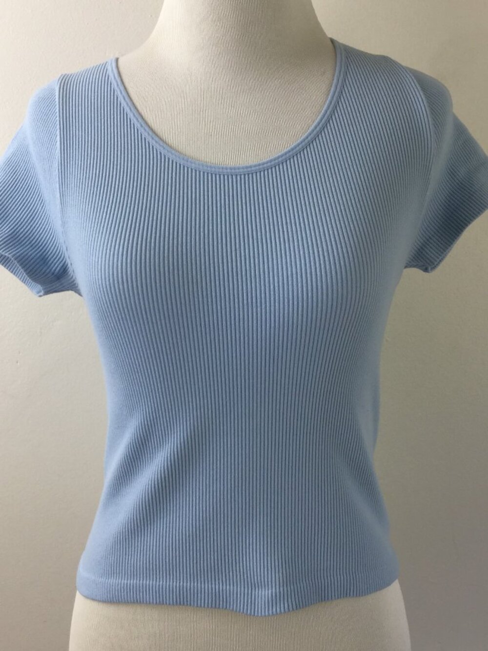 PAC Cares Light Blue Ribbed Top xs